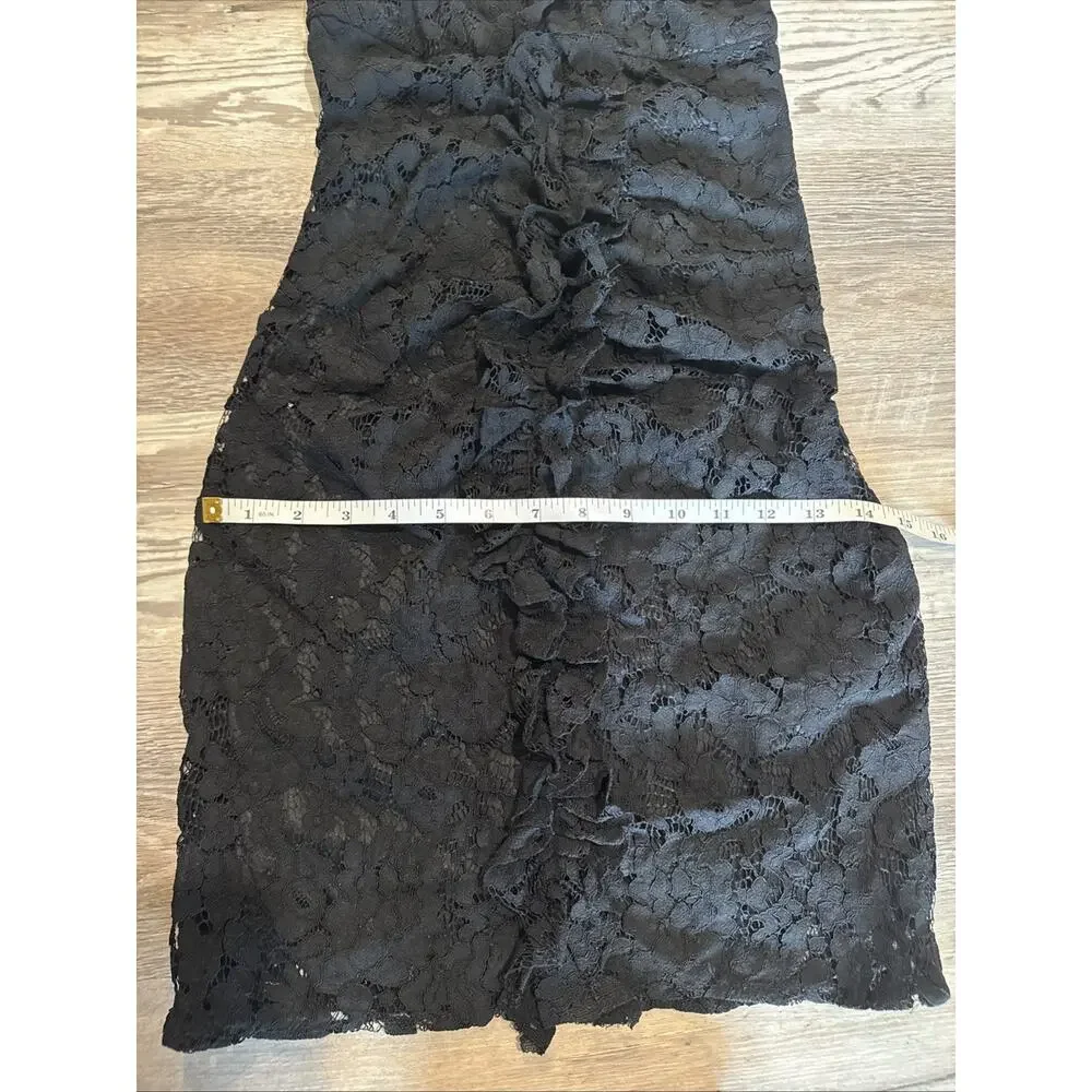 Zara Womens Lace Mini Dress Draped XS Black Ruffled Floral 8200/998 NWT - Picture 5 of 7